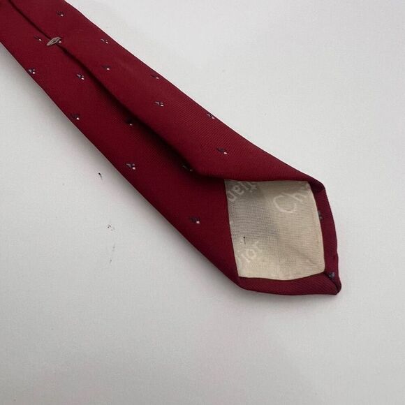 Christain Dior Dark Red with Blue Embroidered Logo Detail Tie - Picture 5 of 7